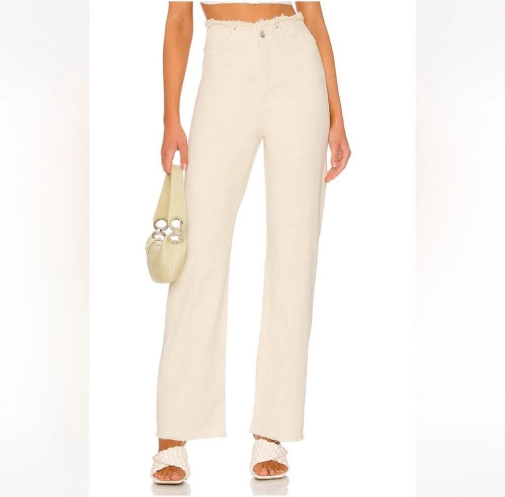 WeWoreWhat NWT Frayed Straight Jeans in Classic White Cream Size 26 Denim